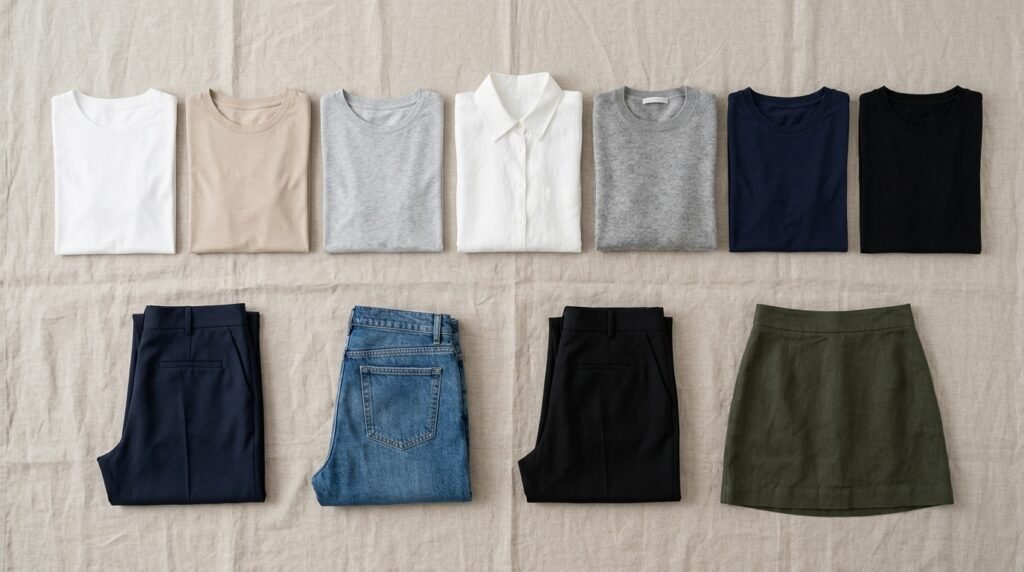 Mix and match capsule wardrobe for a longer packing list